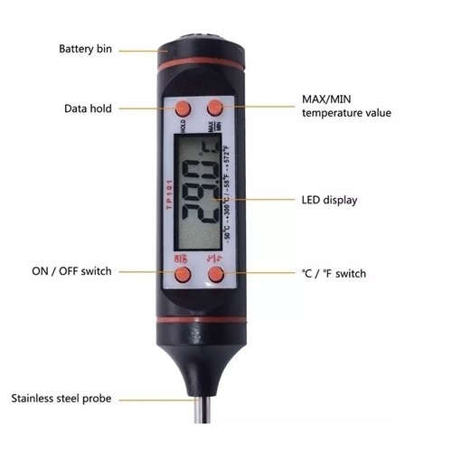LCD Digital Thermometer For Candle Soap With 15cm Long Stainless